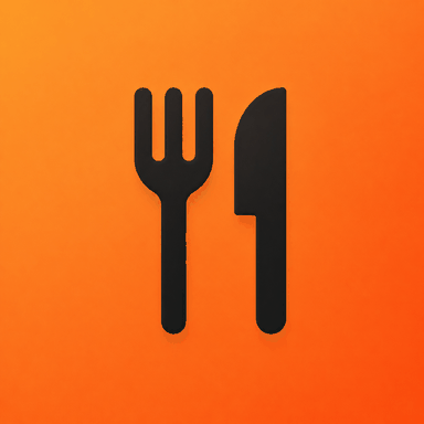 Plateful app icon: a fork and knife on an orange background